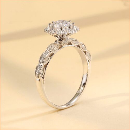 新品White Gold Jewelry Dtiamond Resizable Rings for Women gi
