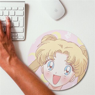 极速鼠标垫小号圆形简约粉色美少女战士可M爱加厚锁边笔记本电脑