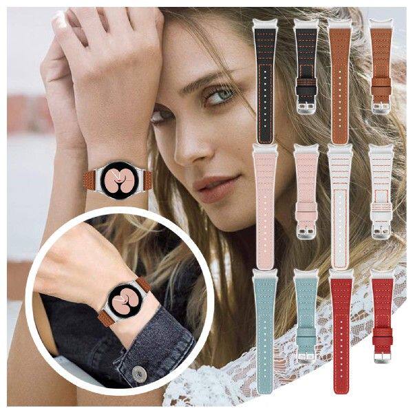 极速Suitable For Galaxy Watch 4 20MM WatKch Strap Wavy Leath