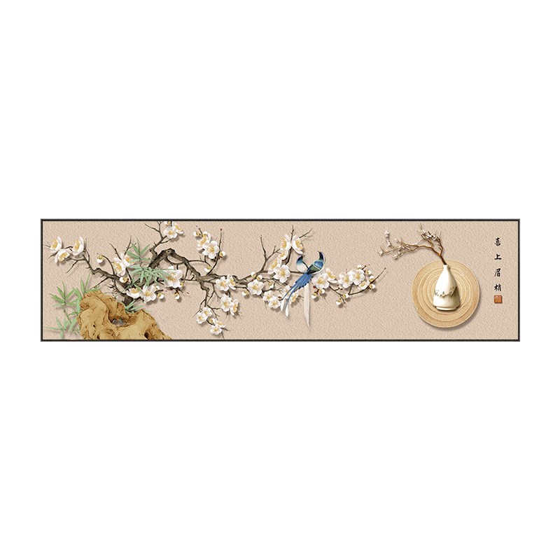 极速新中式花鸟卧室床头挂画喜上眉梢房间装饰画中国风.暖居背景