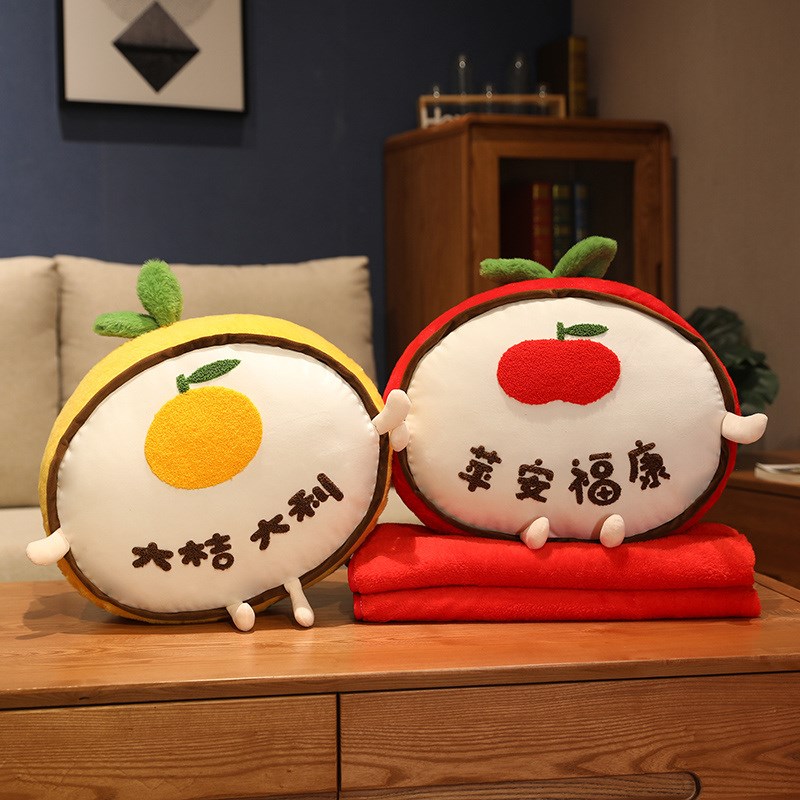 极速二合一新年抱枕被子两用办公C室午睡毯子过年喜庆毛毯枕头靠