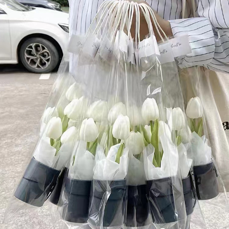 极速唐德 c三八节礼物新款迷你郁金香抱抱桶材料包 DIY仿真花束抱