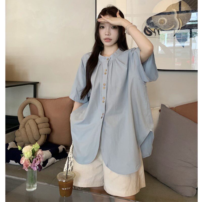 新品孕妇装夏衬衫套n装时尚洋气遮肚子不显怀设计感短袖上衣短裤