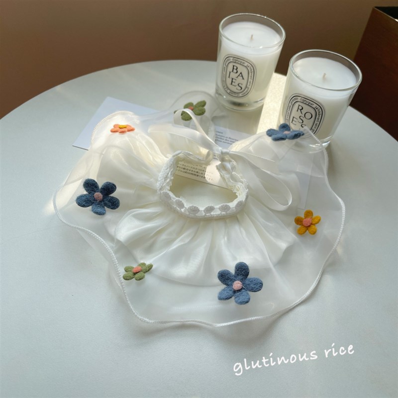 极速狗狗项圈泰迪贵宾猫咪布x偶围脖双层欧根纱公主风口水巾围兜