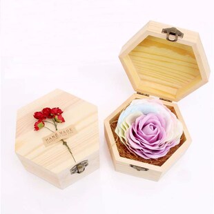 极速Hexagonal wooden brox soap flower jewelry packaging box