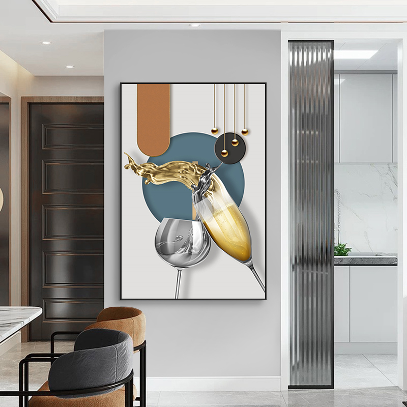 极速现代简约饭厅装饰画酒店饭厅挂G画饭店餐桌厨房壁画轻奢酒杯图片