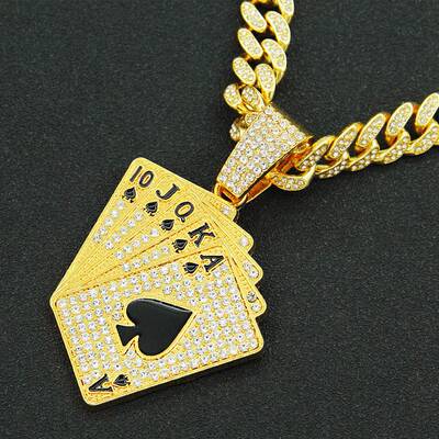 极速Diamond Playing Cartd Pendant Necklace Accessories Penda