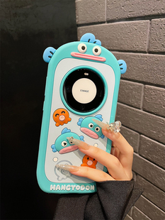 一体软硅胶套M60珠手链全包防摔女款 韩风蓝章鱼怪适用华为mate60pro手机壳新款 立体可爱丑鱼汉顿mate60pro