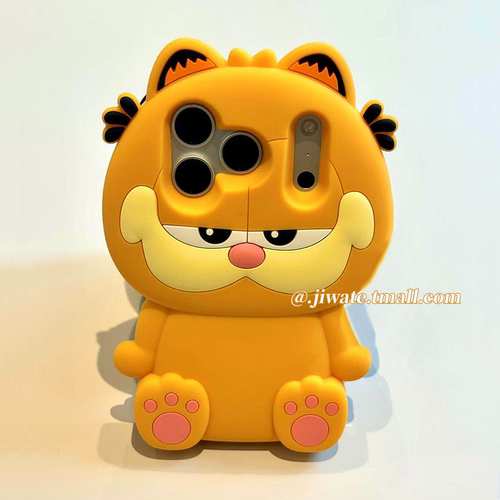 立体超萌坐姿加菲猫软硅胶手机壳