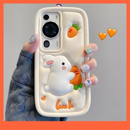 可爱立体紫色萌兔适用小米13手机壳小米14软硅胶套红米k60k50卡通k70高级感note11tpro奶油白兔k40s女款9防摔