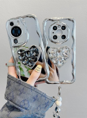 适用vivoY77手机壳iqooNeo7高级感电镀银IQOOneo6se/5/3爱心水钻支架y76s手链y52sy53sy33sy70s女款z7x软套u3