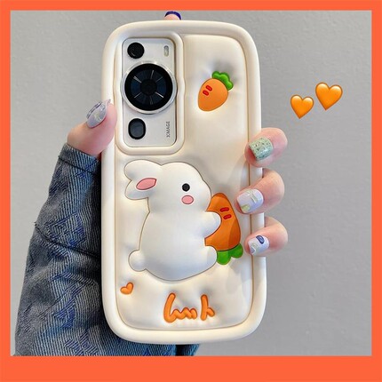 reno9可爱立体萝卜兔子适用oppoReno11pro手机壳reno10软硅胶套reno8/7/5k全包a96情侣a97防摔a58a93卡通女款