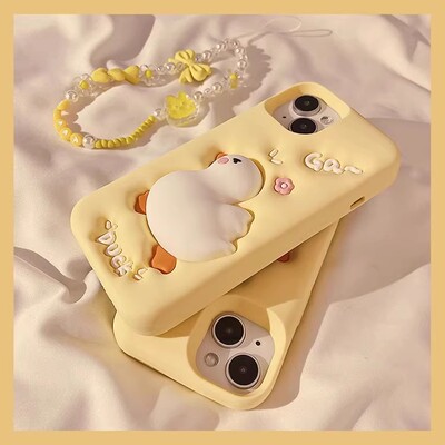 可爱软硅胶手机壳日韩捏捏黄鸭子