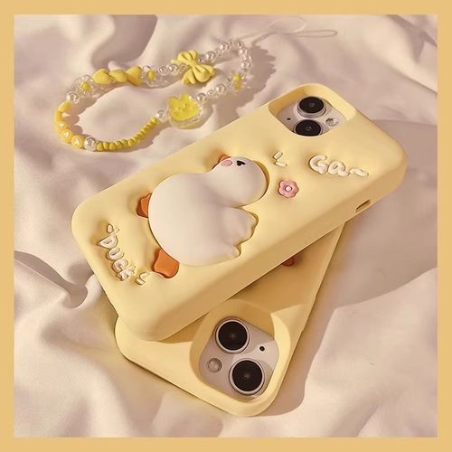 可爱软硅胶手机壳日韩捏捏黄鸭子
