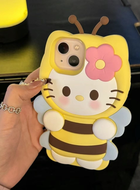 日韩卡通蜜蜂猫咪适用oppoReno14手机壳reno15可爱猫咪reno13立体12软硅胶套11pro女款findx8新款全包a58防摔