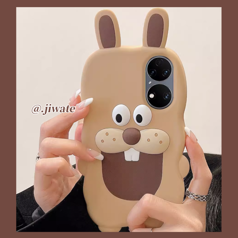 ins卡通棕色呲牙兔子适用oppoReno7手机壳reno9可爱reno8/6立体r15全包r17防摔a72硅胶5/4se软壳a93潮a96少女
