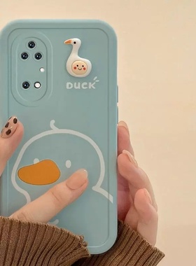 ins蓝色涂鸦可爱立体鸭子适用华为荣耀70手机壳荣耀60pro女款荣耀50全包防摔v40轻奢小清新honor70软硅胶新品