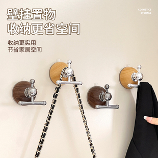 木纹吸盘挂钩强力免打孔玄关门后挂衣钩卫生间强承重无痕浴室粘钩
