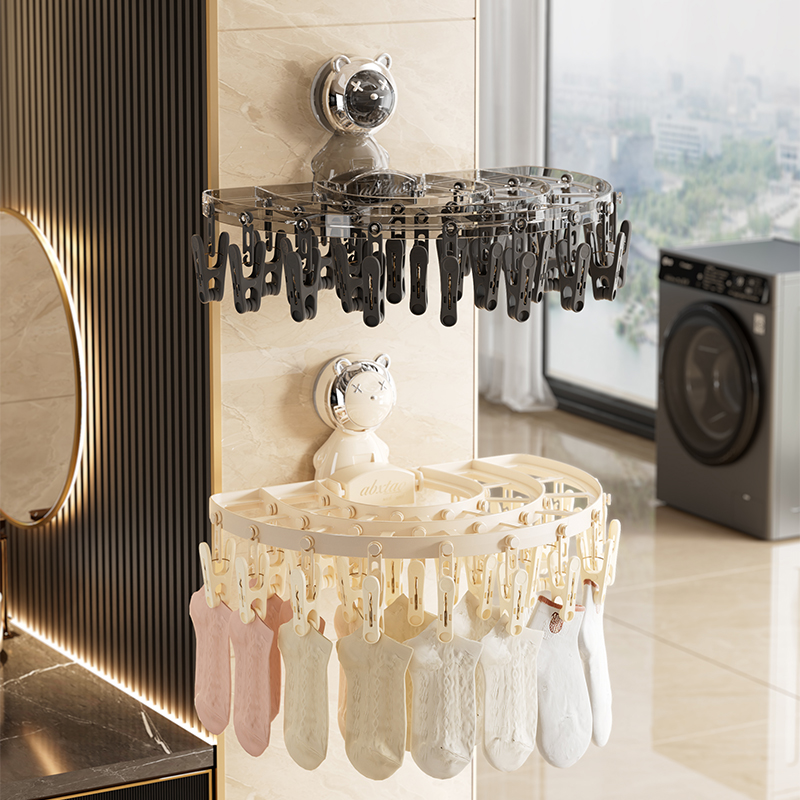 晾衣架吸盘式袜子晾晒折叠晾衣