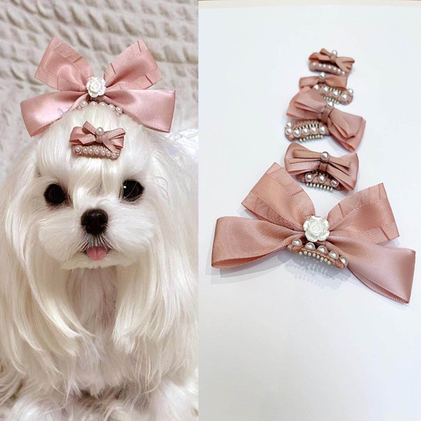 公主风狗狗发夹马尔济斯手工宠物饰品粉色蝴蝶结甩不掉珍珠碎发夹,模玩/动漫/周边/娃圈三坑/桌游,棉花娃娃场景道具娃屋,淘宝优惠券,粉丝福利购,淘宝优惠卷