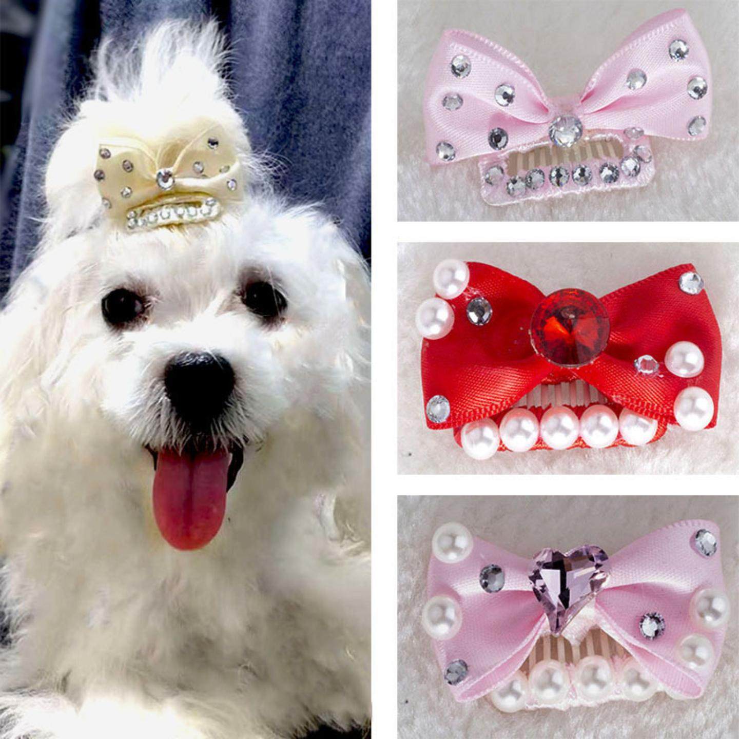 公主宠物狗约克夏马尔济斯发卡蝴蝶结碎发夹宠物犬珍珠钻发饰,模玩/动漫/周边/娃圈三坑/桌游,棉花娃娃场景道具娃屋,淘宝优惠券,粉丝福利购,淘宝优惠卷