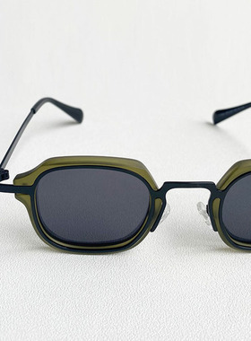 日系复古小方框金属偏光太阳眼镜潮E男街拍朋克磨砂哑光开车墨镜