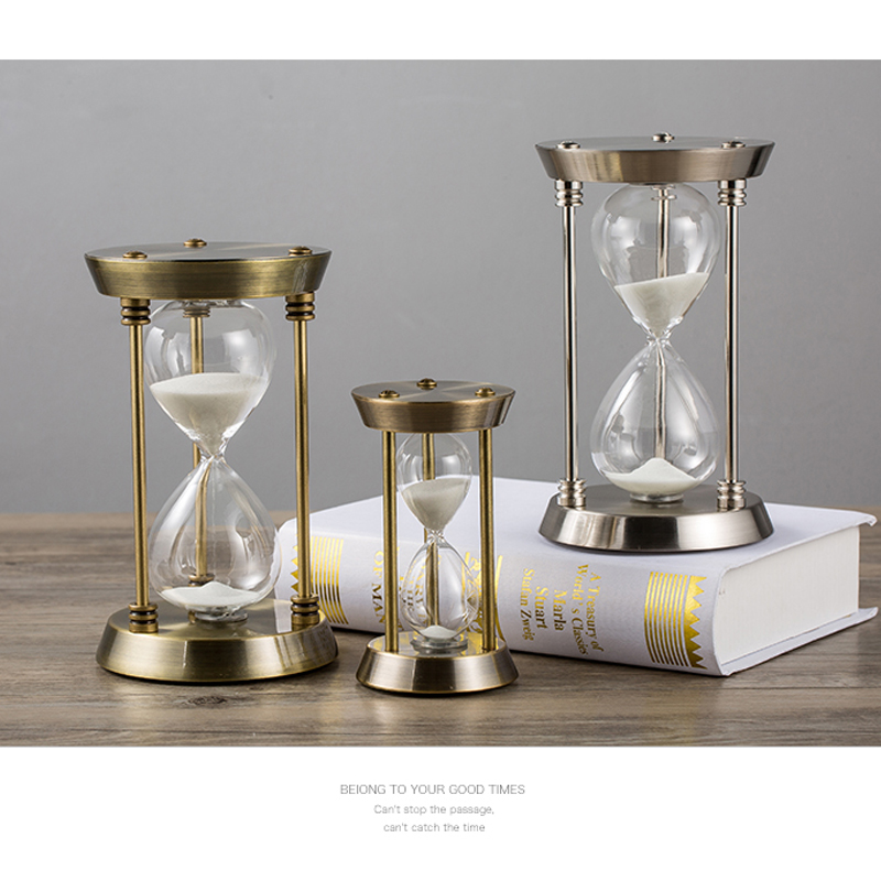 时间沙漏计时器创意金属书房客z厅办公室桌面摆件家居饰品生日礼