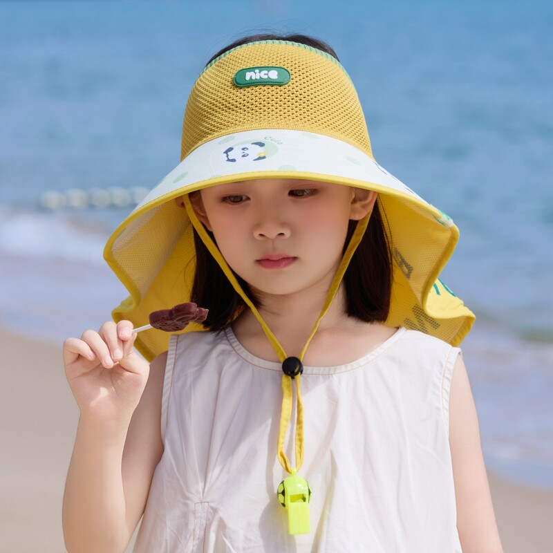 儿童防晒帽夏季网眼大檐帽子