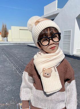 中大童帽子围巾套装男童女童冬季