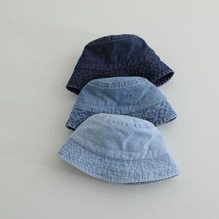 ins韩版儿童渔夫帽男女童洋气做旧牛仔盆帽2025春秋季宝宝帽子潮