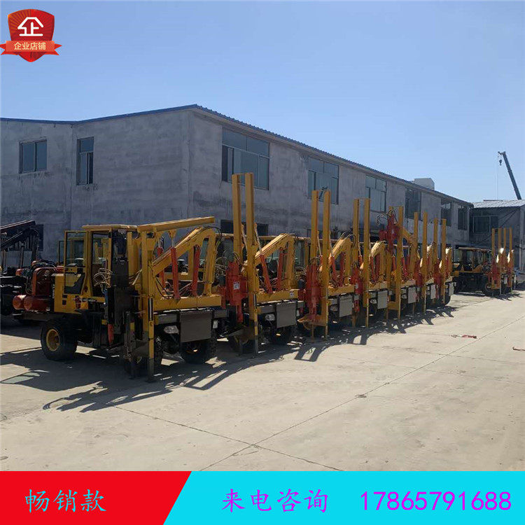 建筑工程高速波形公路防护栏打桩机钻孔打拔一体大型装载式地基