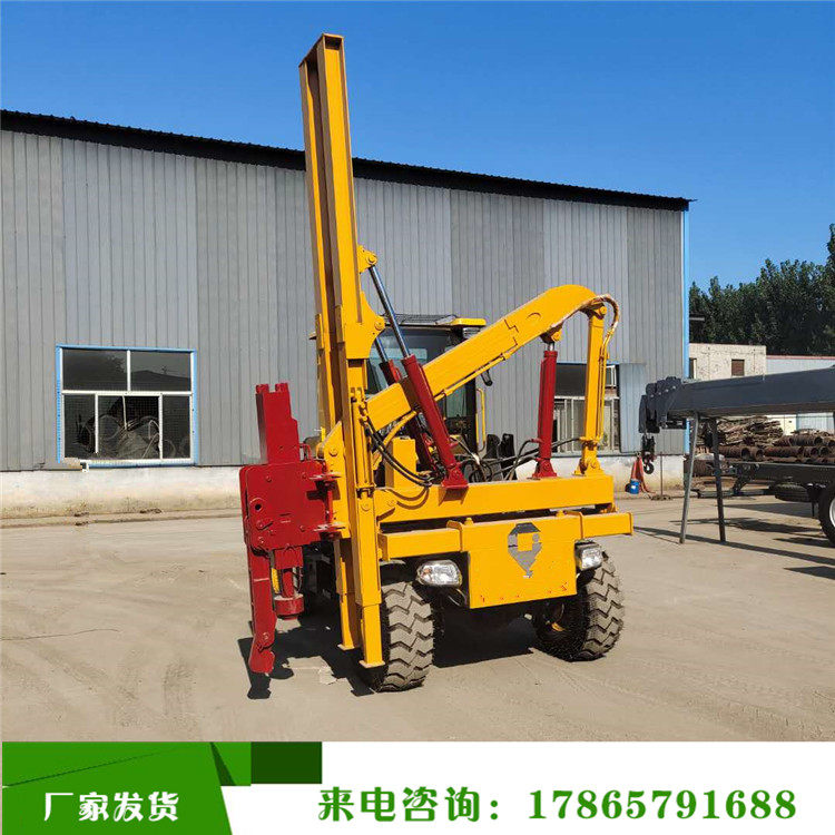 小型高速公路防撞护栏打桩机 车载式波形小四轮打拔钻一体机