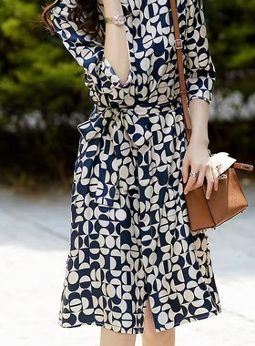 过而歌2025春夏新款女小众设计感印花宽松中长裙显瘦百搭大气优雅