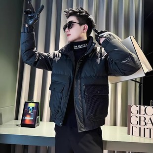 冬季 棉袄男式 外套2025新款 棉衣冬装 冬天皮衣 麦穗拼接男士 棉服男款
