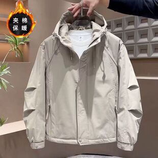 潮短款 秋冬季 二棉外套男款 保暖工装 冲锋衣加棉轻薄 棉衣男2025新款