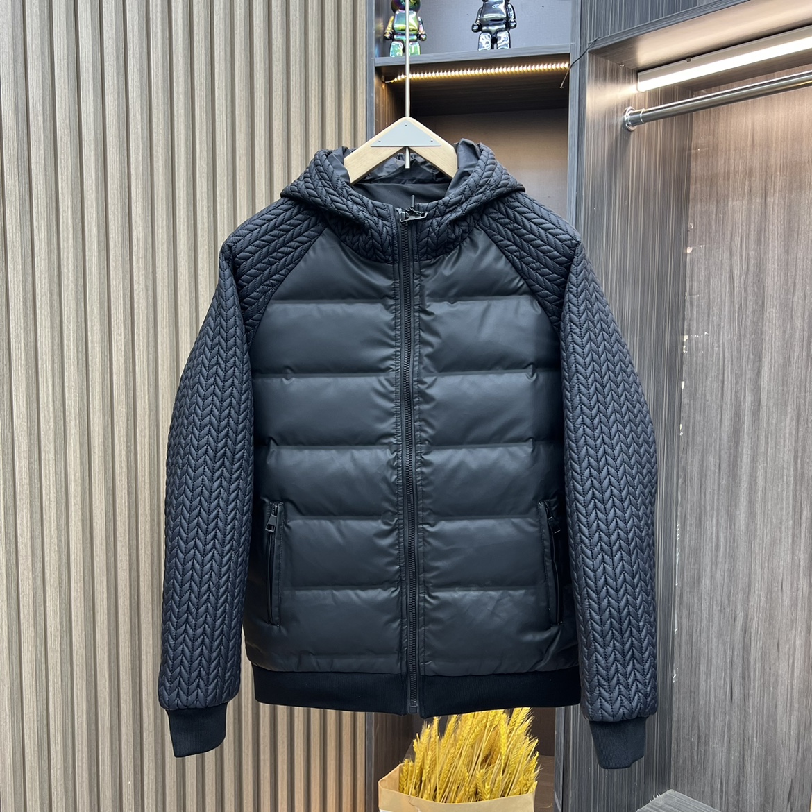 冬季拼接痞帅连帽麦穗棉服男士短款纯色休闲上衣情侣潮牌修身棉衣