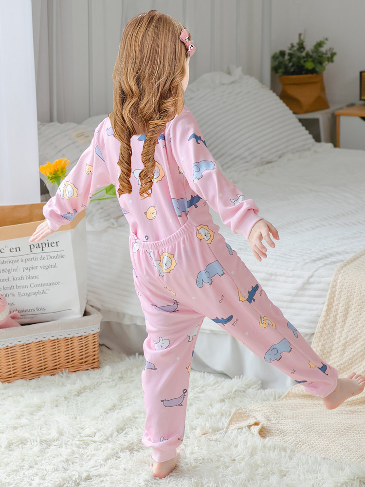 CHILDRENS ONE-PIECE PAJAMAS SPRING AND AUTUMN COTTON ANTI-KICK CHILDREN CHILDREN GIRLS BABY ANTI-COLD PAJAMAS 2022 NEW