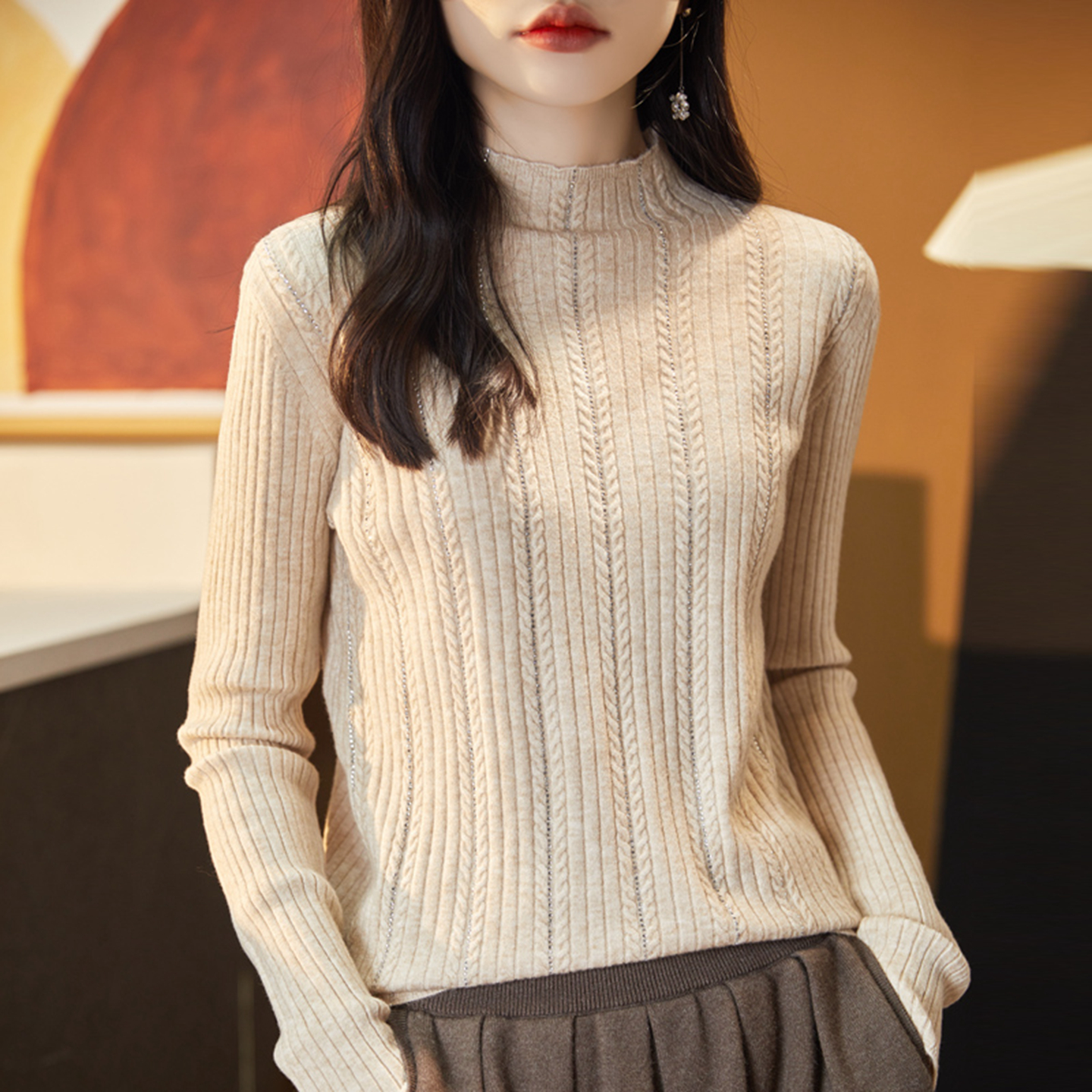 羊绒套装新款加厚舒适简洁保暖长袖套头羊绒衫