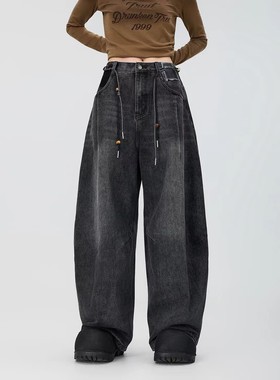 拓谷潮牌磨毛牛仔裤新款美式高街宽松休闲裤百搭弯刀阔腿裤D52991