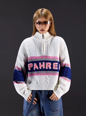 拓谷慵懒松弛感针织衫女2025秋季新款百搭拼接半开领毛衣潮Q52883