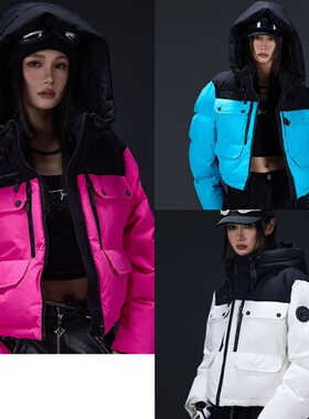 拓谷潮牌90白鸭绒羽绒服短款2025冬季设计感加厚立领面包服D52553