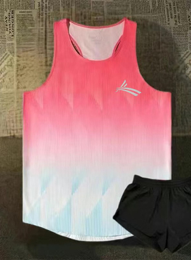 沃兰田径爆款体育背心套装跨栏马拉松体考男比赛服训练跑步运动服