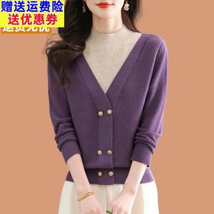 半高领打底衫女秋冬内搭可外穿假两件上衣小香风针织衫小个子毛衣