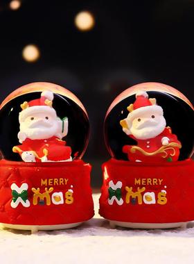 新款跨境圣诞节装饰品圣诞水晶球摆件发光飘雪音乐盒儿童房间装饰