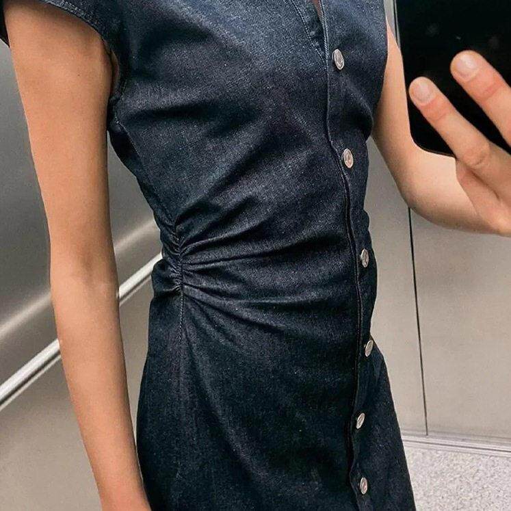 跨境欧美女装速卖通爆款牛仔衬衣连衣裙