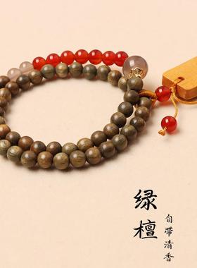 厂家绿檀木DIY上上款手链装饰品念珠规格0.6男女民族风文玩