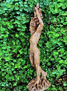 跨境外贸树根森林女神雕像树脂工艺品摆件树人雕像3D摆件装饰