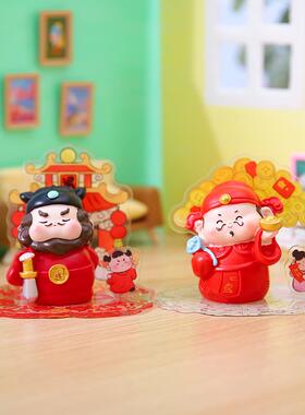 国潮风天官送福盲盒亚克力场景摆件家居Q版古风系列装饰品