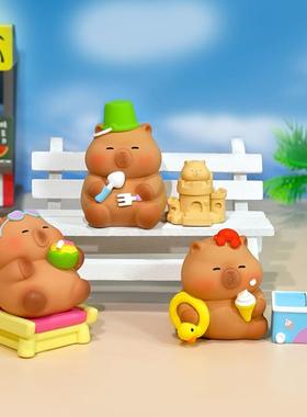 一起去野餐夏日豚豚盲盒公仔手办卡皮巴拉惊喜玩具礼物潮玩小摆件