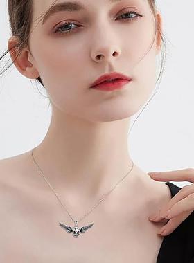 wish跨境新品万圣节骷颅头翅膀项链欧美时尚夸张节日礼物项饰